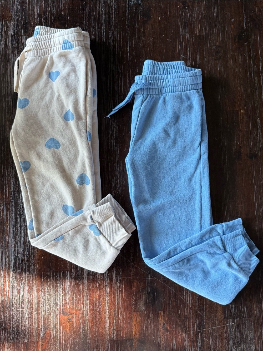 H&M Cream Heart-Print & Light Blue Jogger Pants Two-Pack